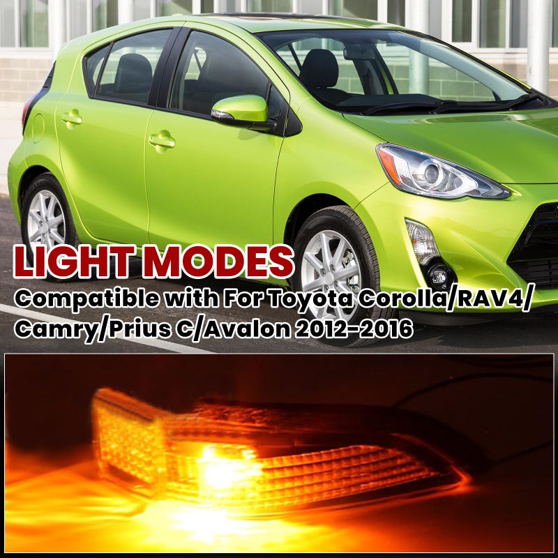 MZORANGE Car Rearview Mirror Turn Signal Indicator Light For Toyota Corolla/RAV4/Camry/Prius C/Avalon 2012 2013 2014 2015 2016 (Right Passenger Side) - Image 3
